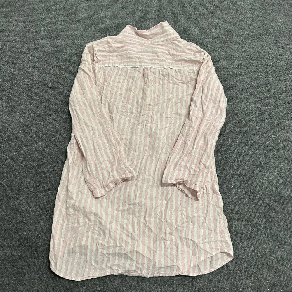 Victoria's Secret Sleep Shirt Womens Size M Pink White Striped Metallic Lounge